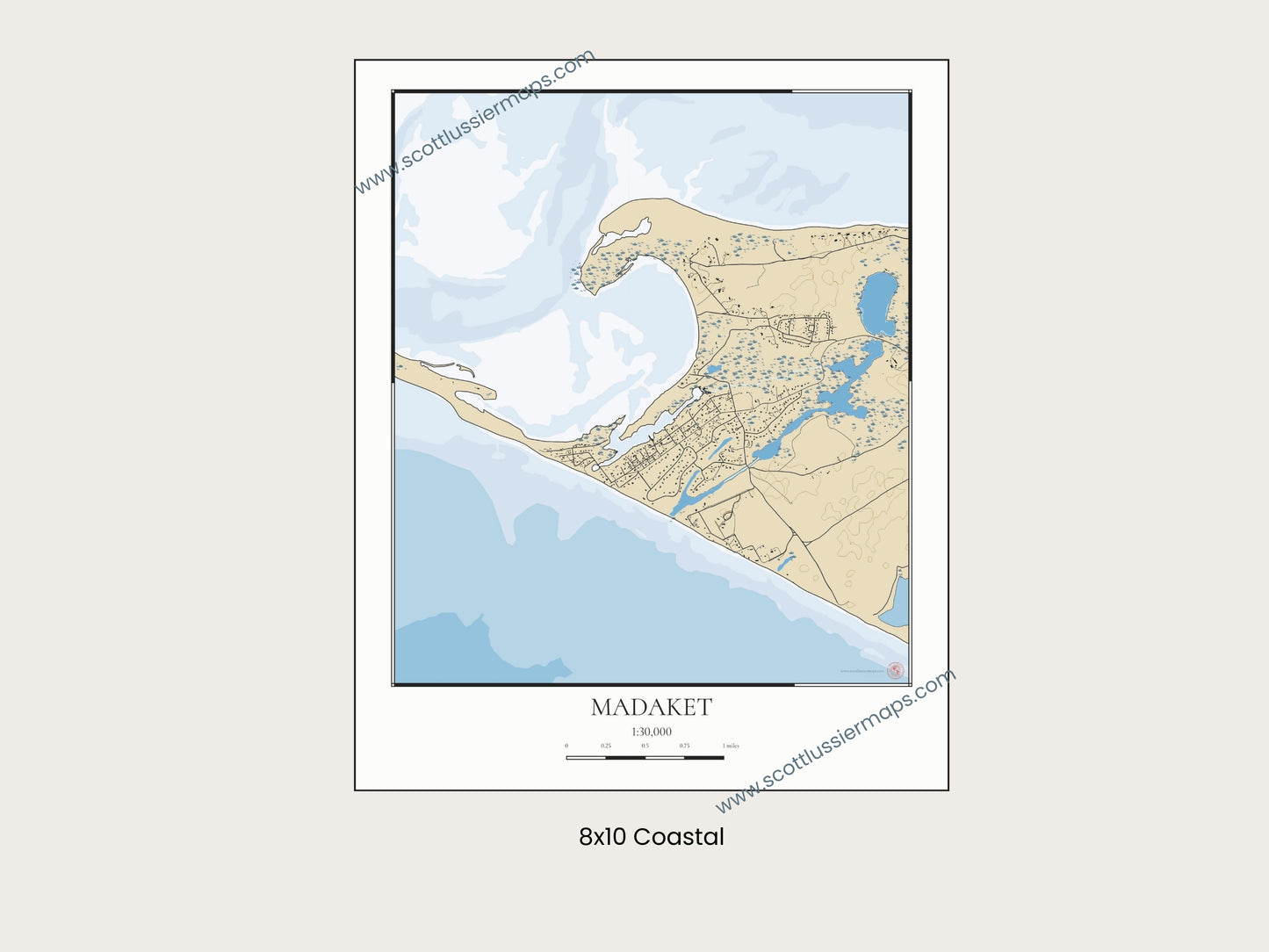 Madaket Nantucket Massachusetts Cape Cod COASTAL Map Art Print