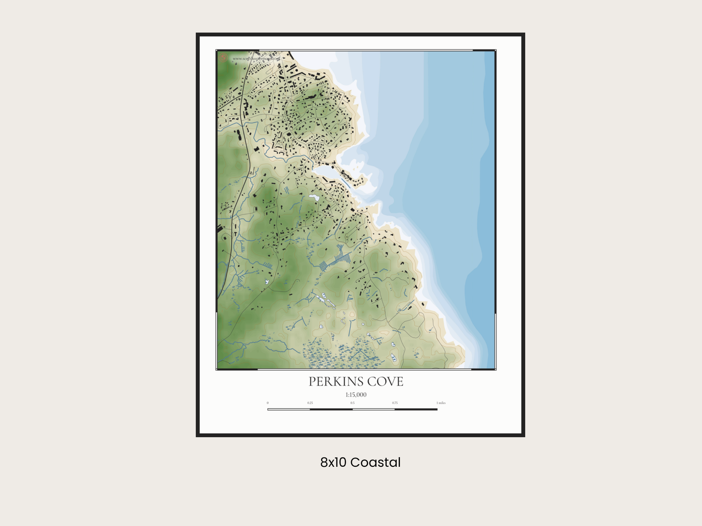 Perkins Cove Maine COASTAL Map Art Print 0325