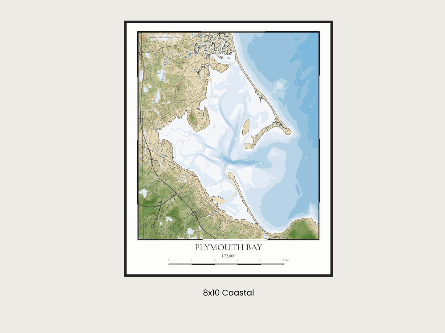 Plymouth Bay Massachusetts COASTAL Map Art Print 0325