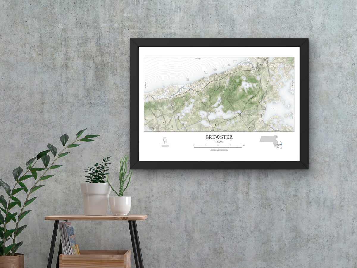 Brewster Cape Cod MA Map Art Print Shoreline Style