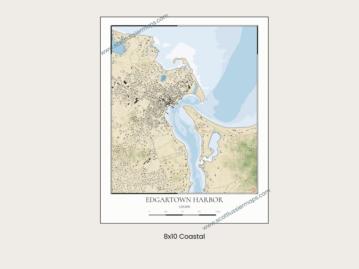 Edgartown Martha’s Vineyard Massachusetts Cape Cod COASTAL Map Art Print