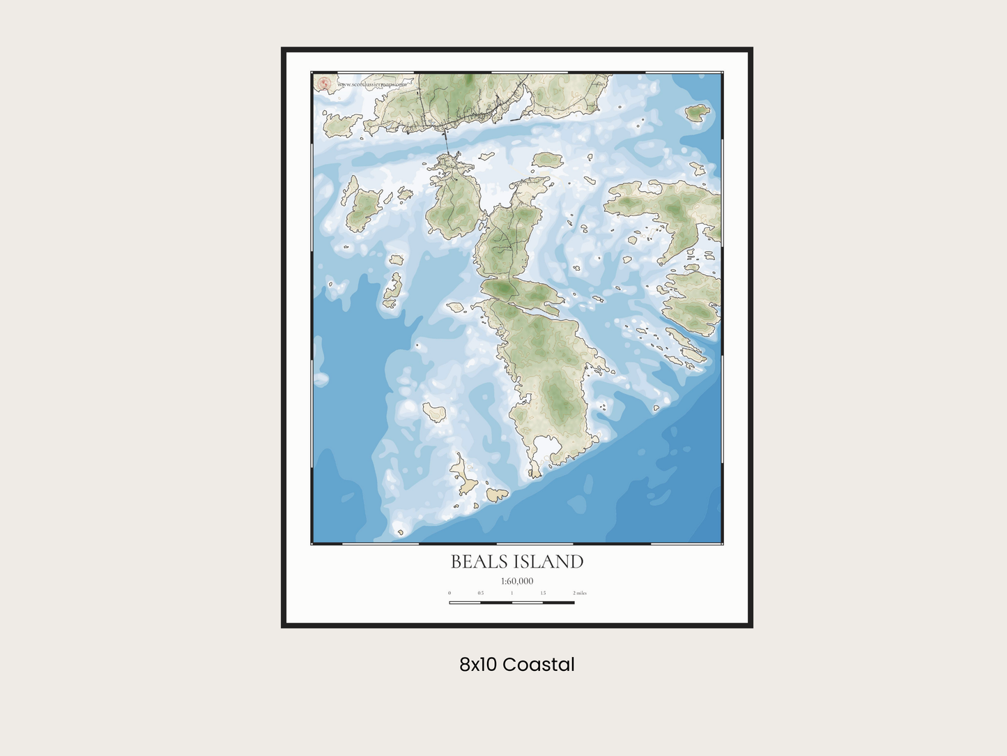 Beals Island Maine COASTAL Map Art Print