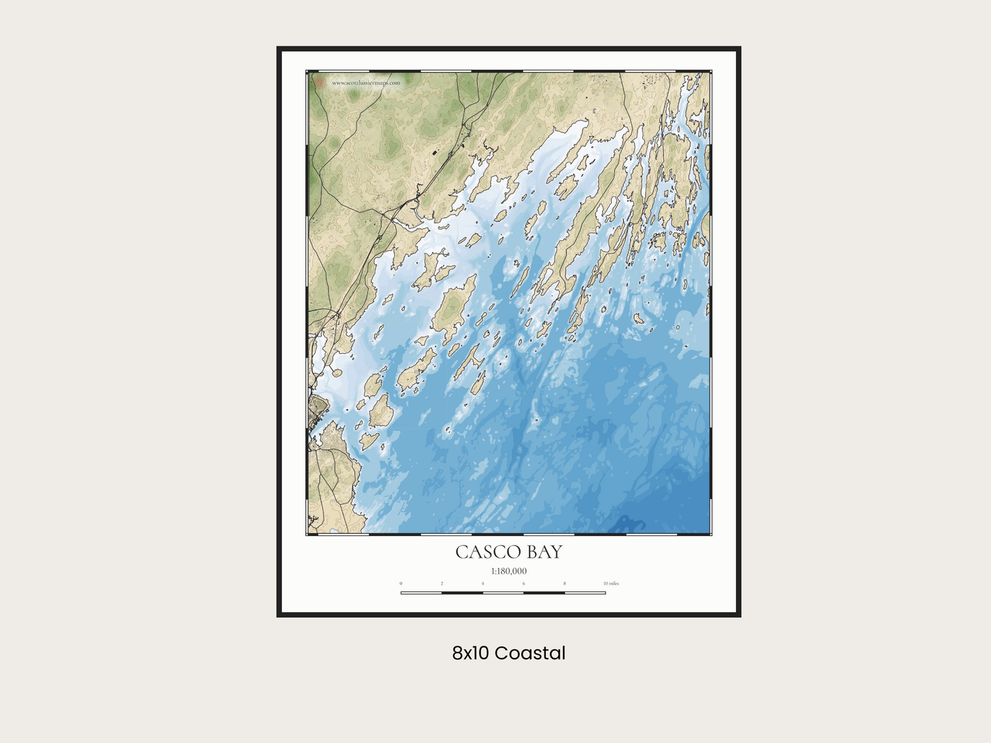 Casco Bay Maine COASTAL Map Art Print 0325