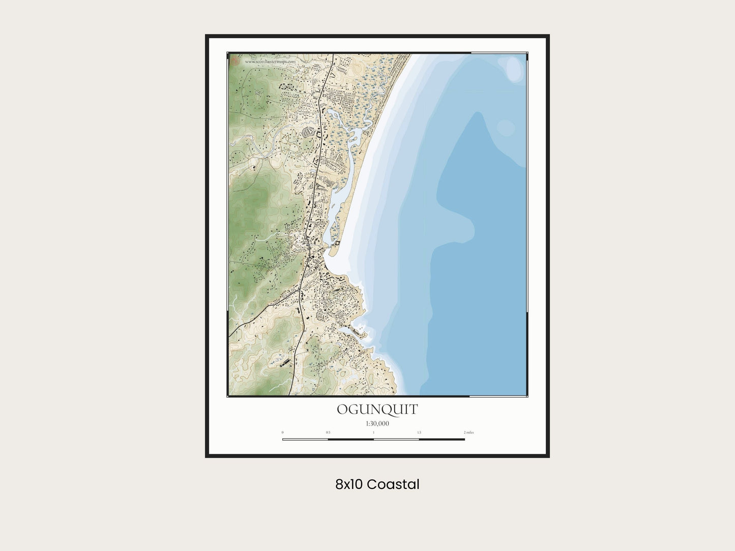 Ogunquit Maine COASTAL Map Art Print 0225