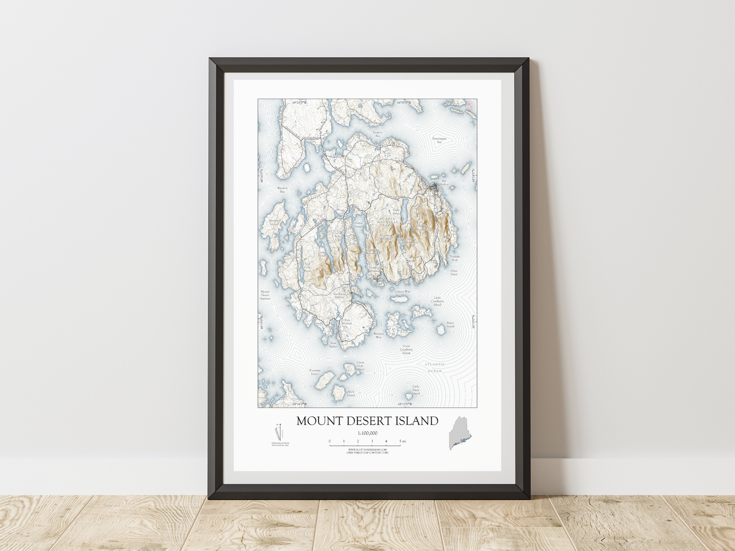 Mount Desert Island Maine NAUTICAL Map Art Print 0425