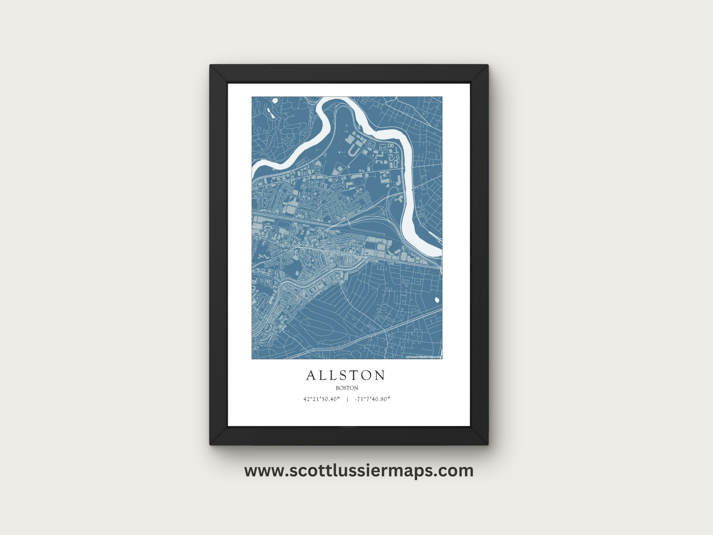 Allston Boston Massachusetts NEIGHBORHOOD Map Art Print 0325