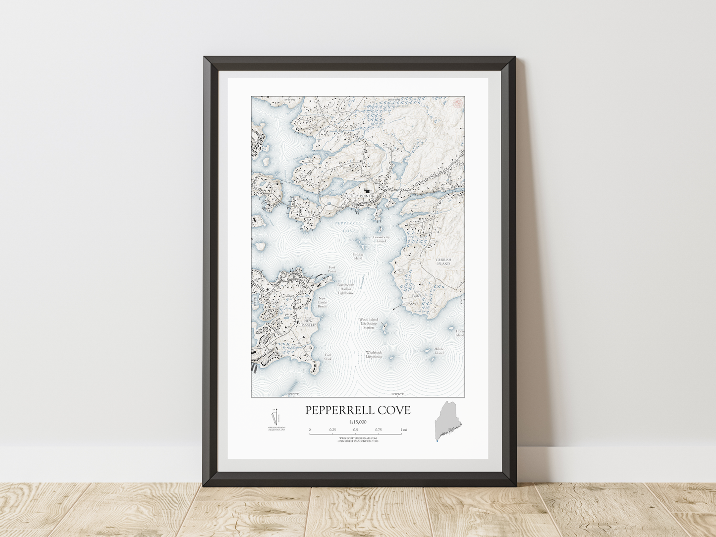 Pepperrell Cove Maine NAUTICAL Map Art Print