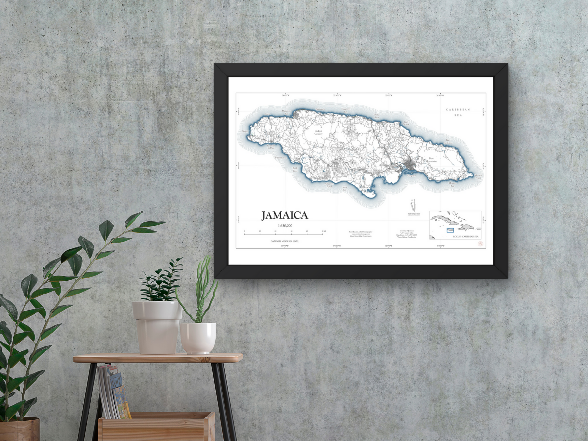 Jamaica NAUTICAL Map Art Print 0325