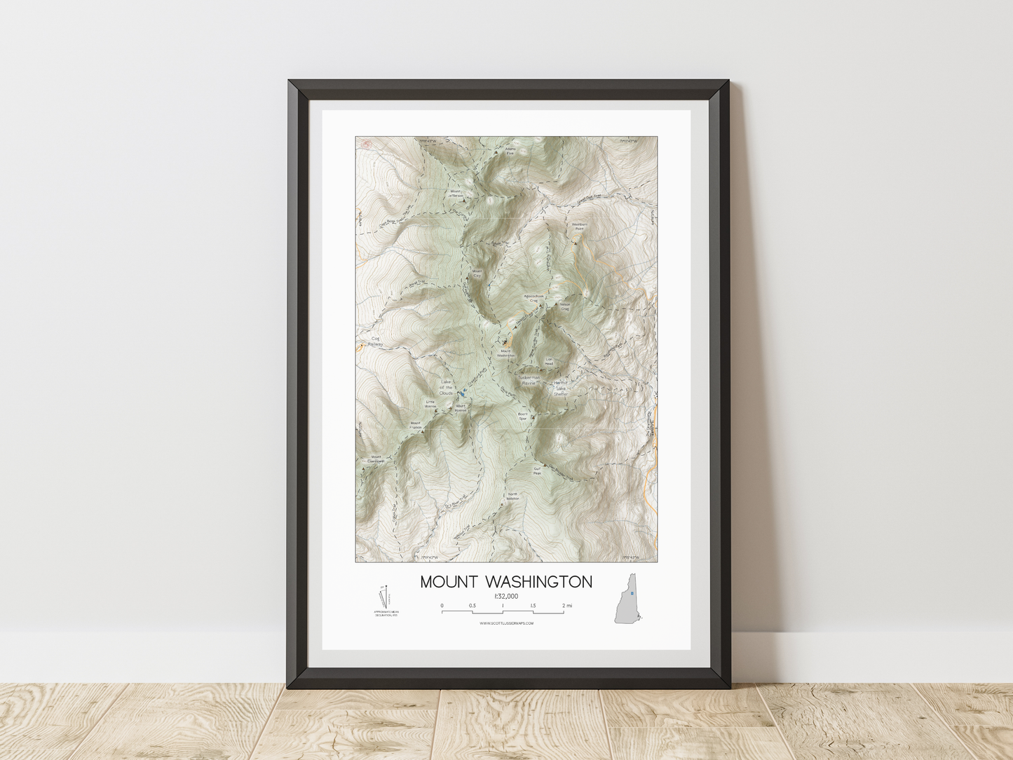 Mount Washington New Hampshire ALPINE Map Art Print 0325