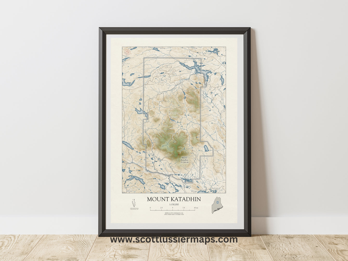 Mount Katadhin Maine VINTAGE Map Art Print