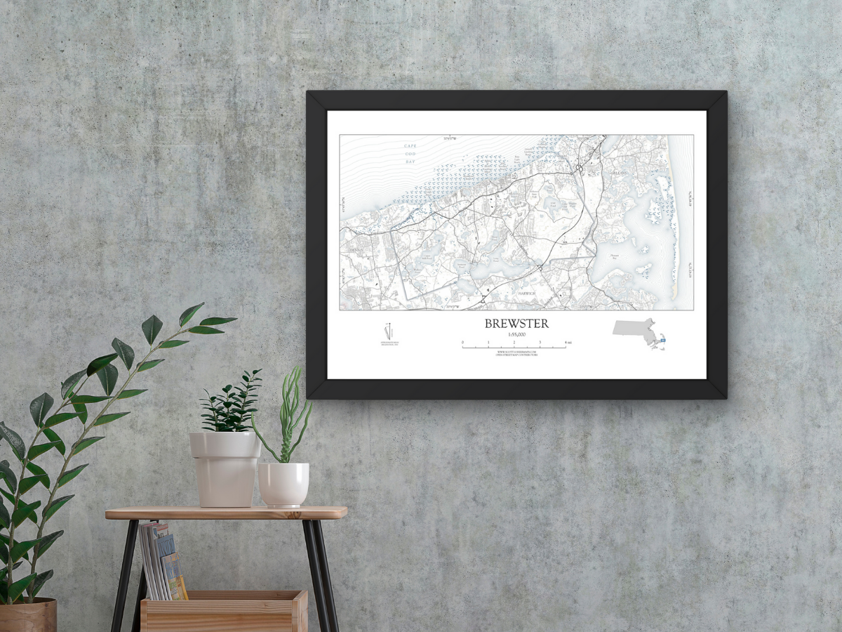 Brewster Massachusetts Cape Cod Map Art Print Nautical Style
