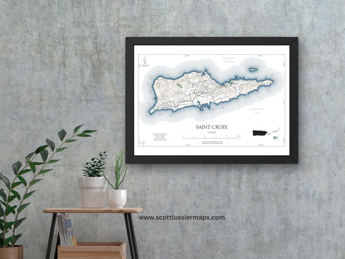 St Croix NAUTICAL Map Art Print 0325
