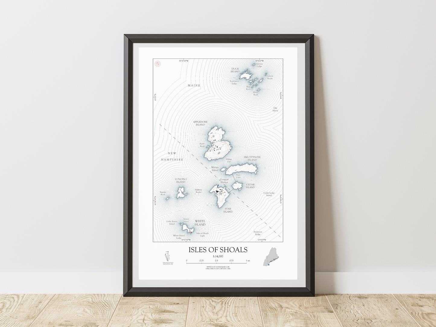 Isles of Shoals New Hampshire NAUTICAL Map Art Print 0425