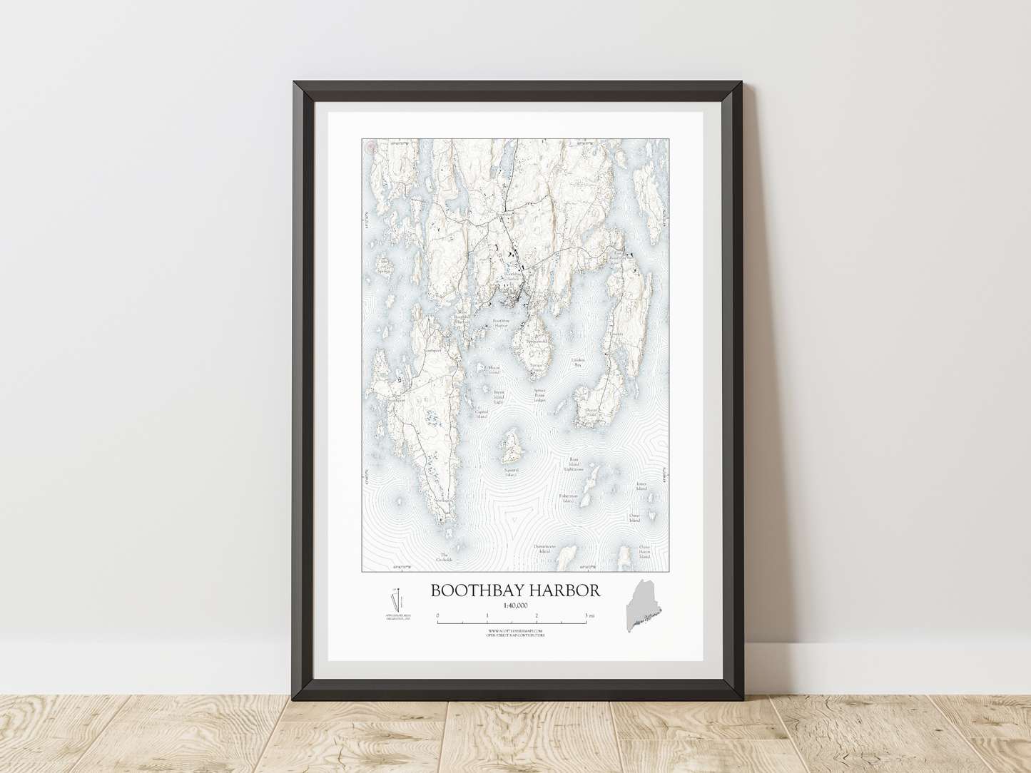 Boothbay Harbor Maine NAUTICAL Map Art Print 0325