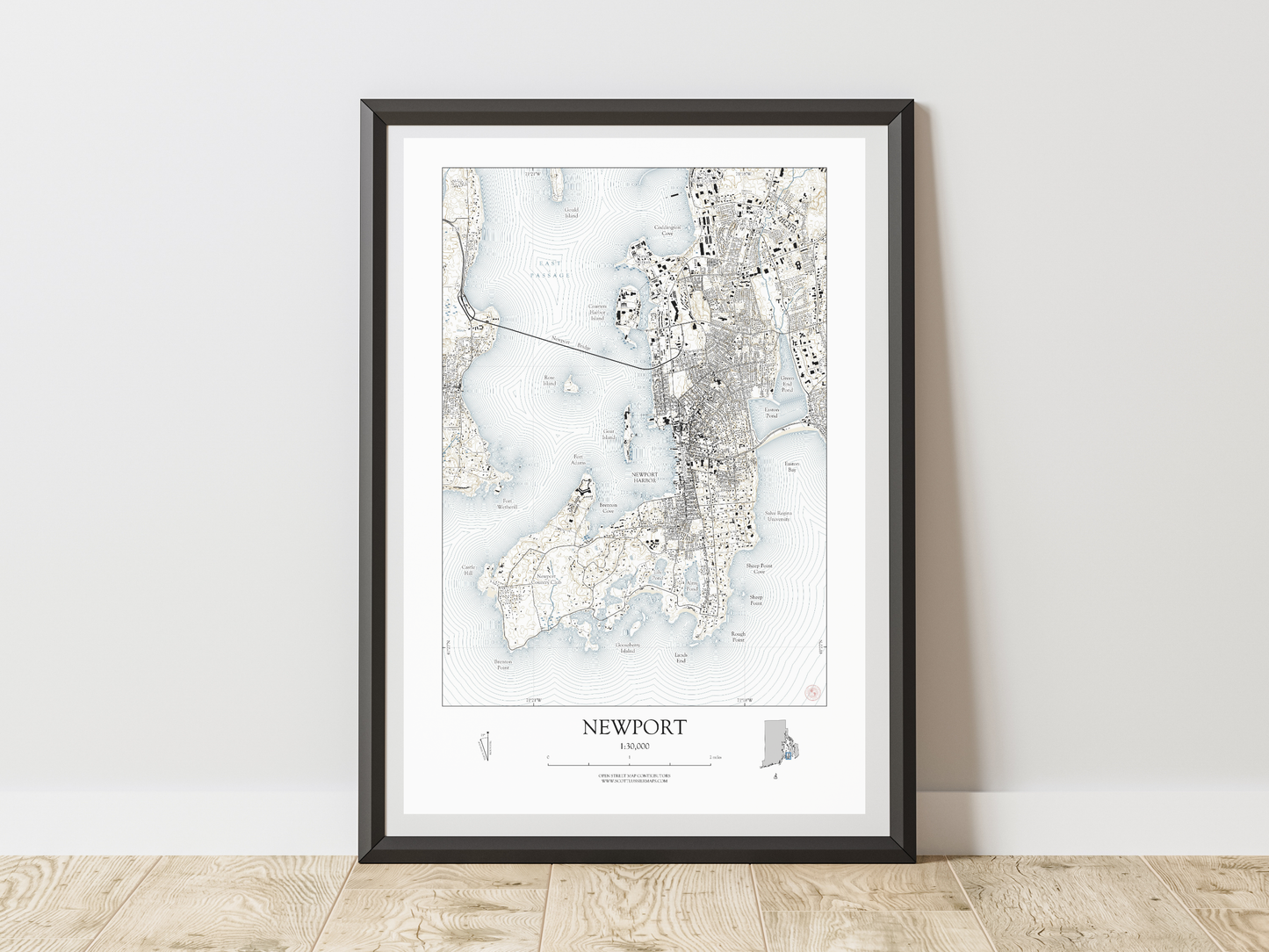 Newport Rhode Island NAUTICAL Map Art Print 0325