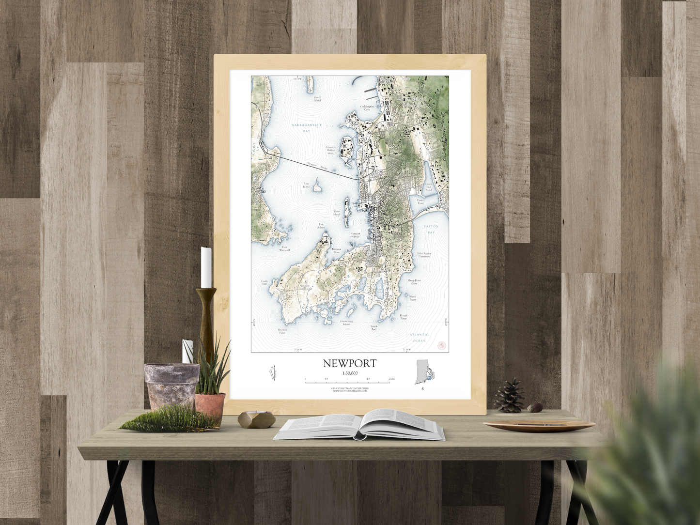Newport Rhode Island SHORELINE Map Art Print
