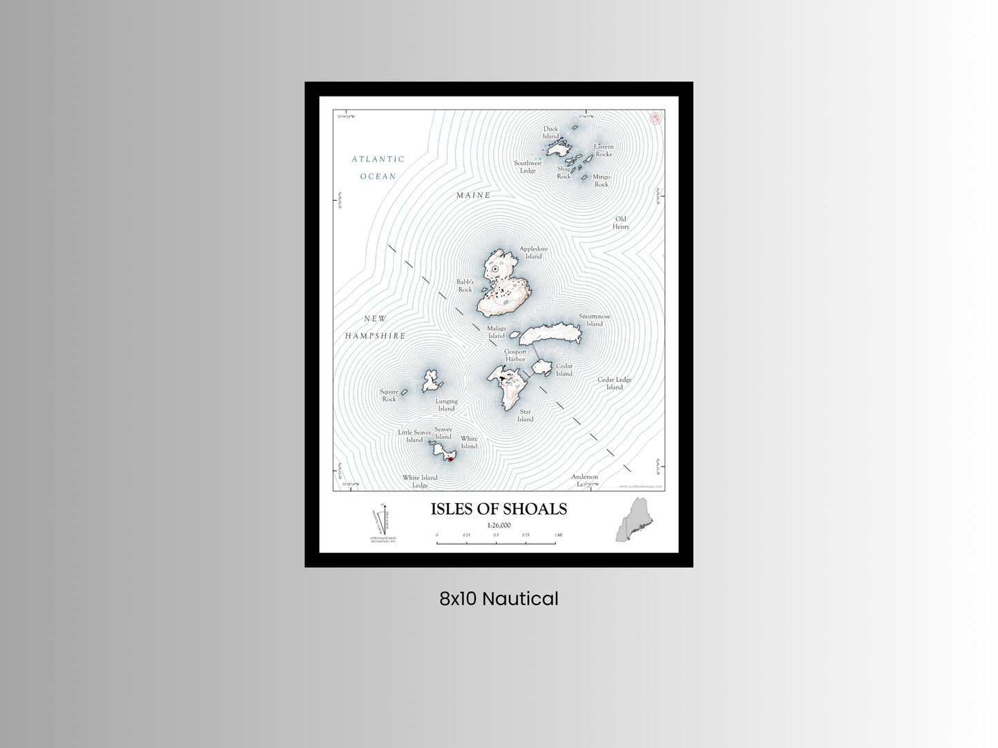 Isles of Shoals New Hampshire NAUTICAL Map Art Print 0425