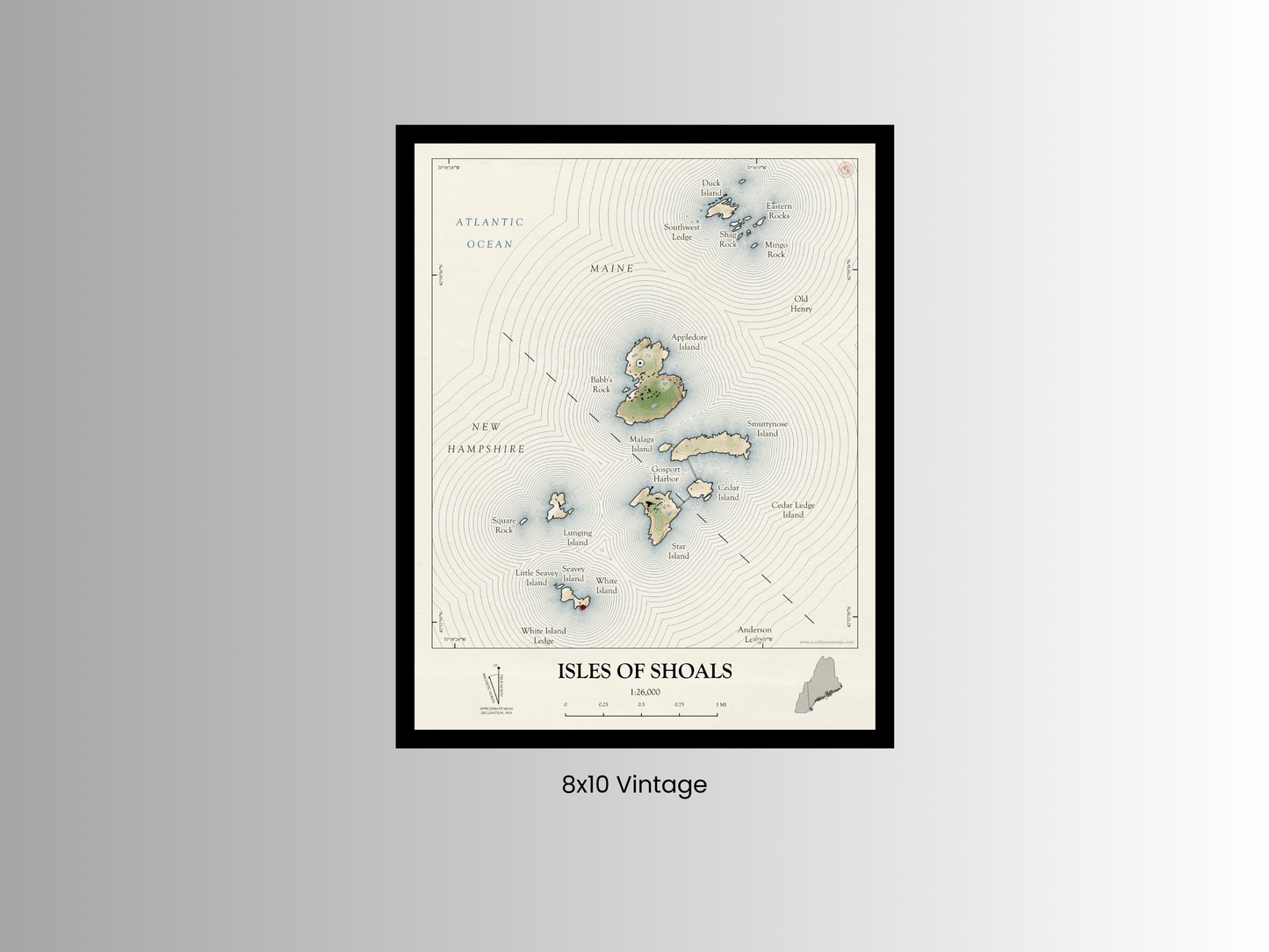 Isles of Shoals New Hampshire VINTAGE Map Art Print 0325