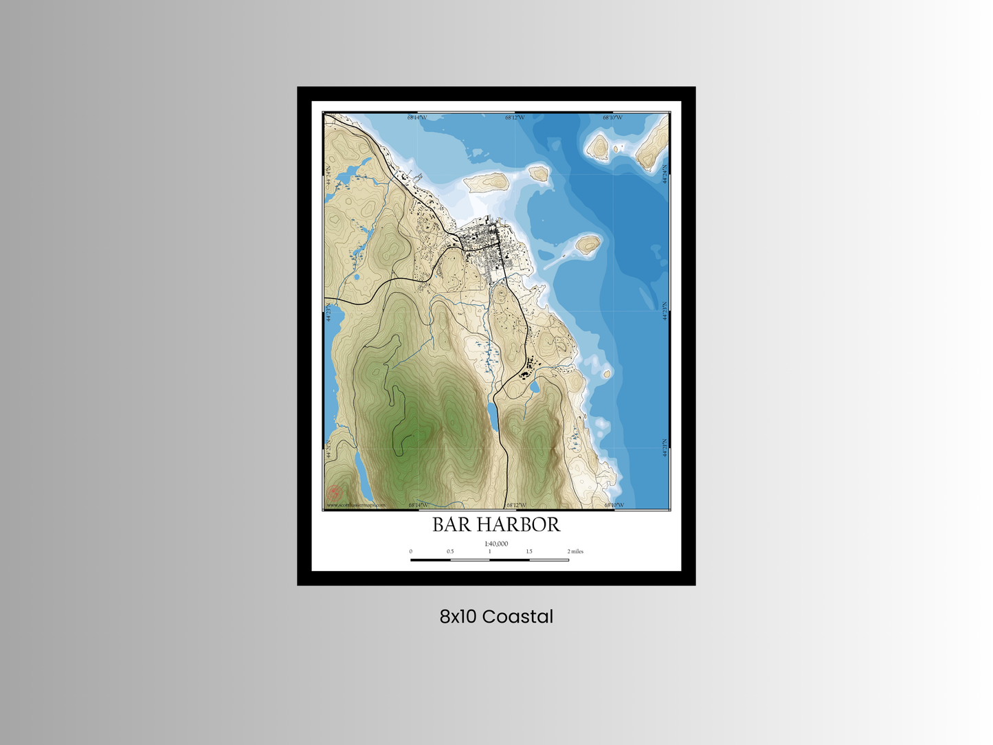 Bar Harbor Maine COASTAL Map Art Print
