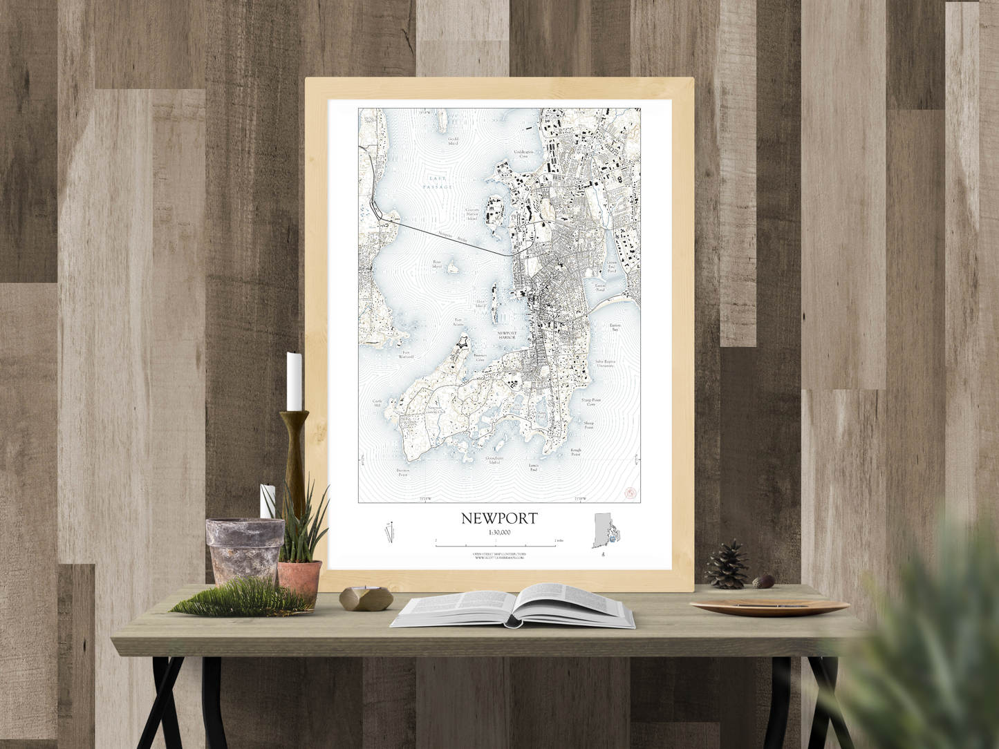 Newport Rhode Island NAUTICAL Map Art Print 0325