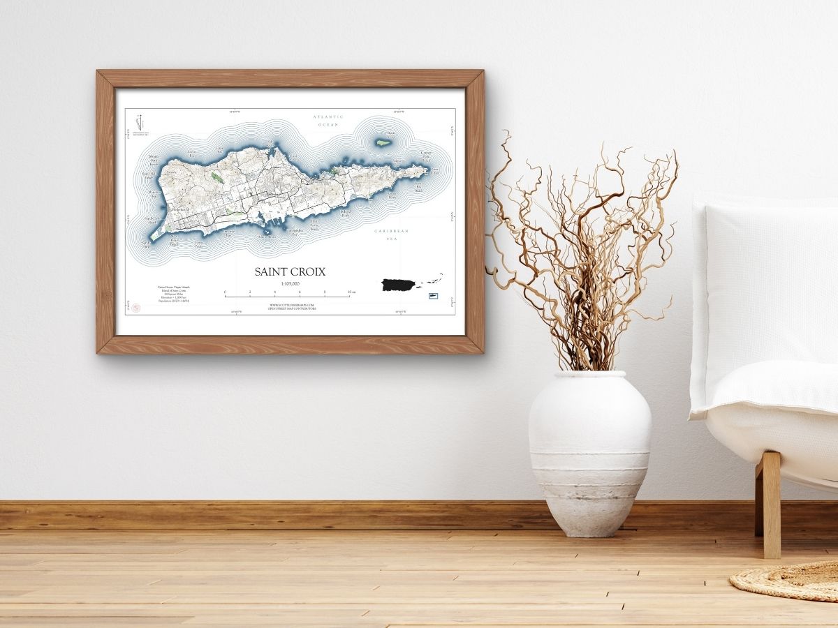 St Croix NAUTICAL Map Art Print 0325