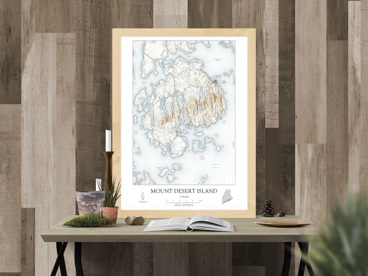Mount Desert Island Maine NAUTICAL Map Art Print 0425