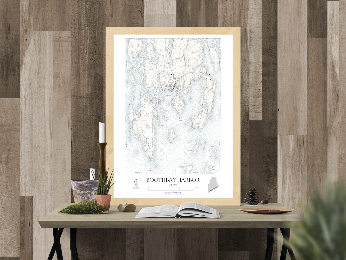 Boothbay Harbor Maine NAUTICAL Map Art Print 0325