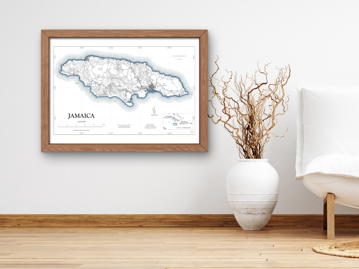 Jamaica NAUTICAL Map Art Print 0325