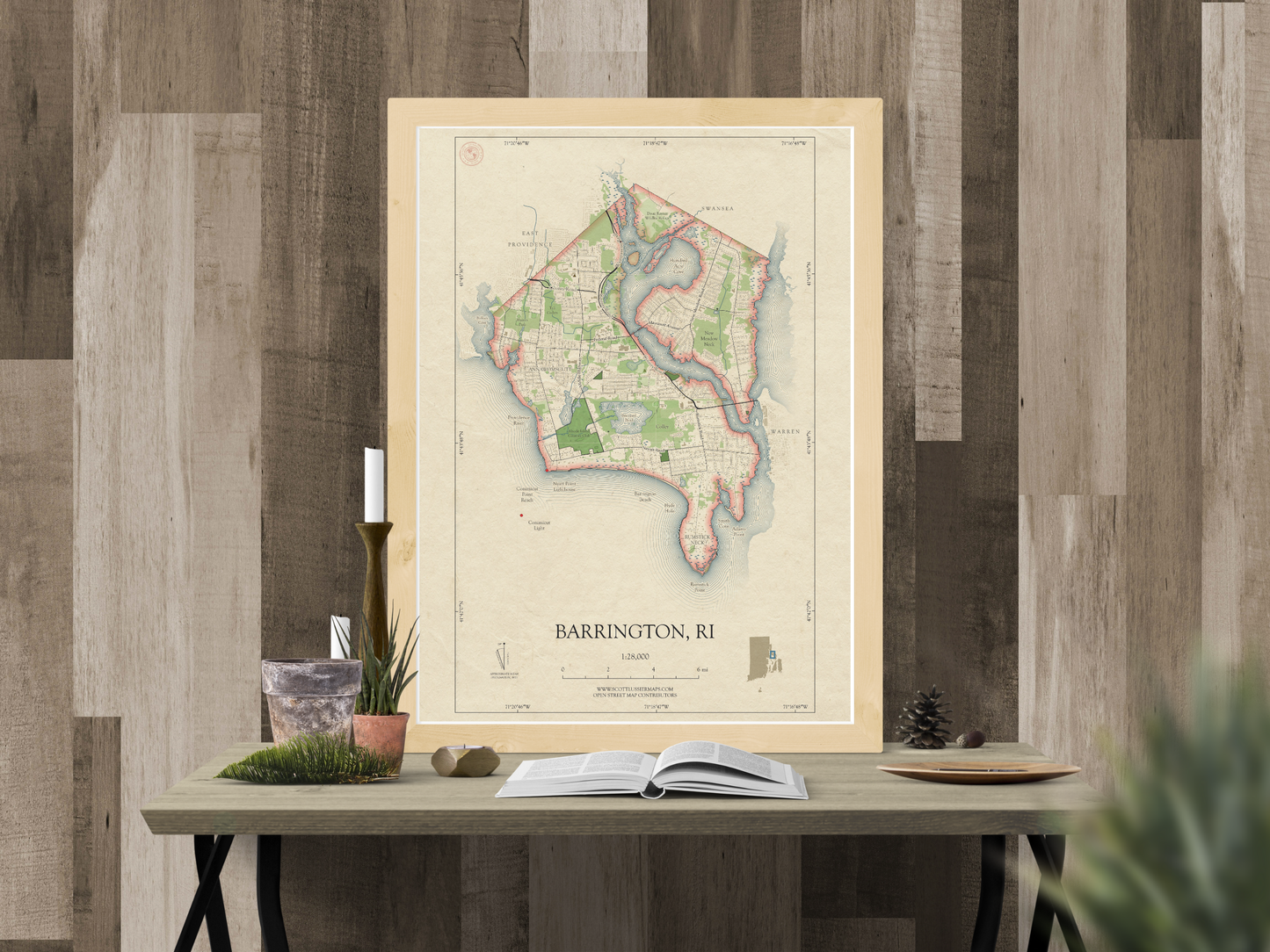 Barrington Rhode Island HOMETOWN Map Art Print 0325