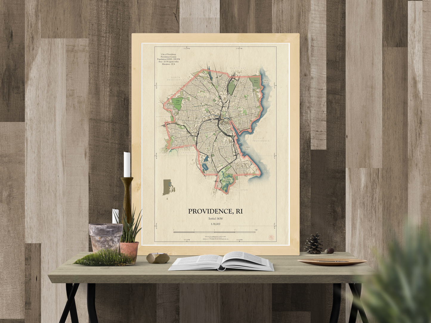 Providence Rhode Island HOMETOWN Map Art Print 0325