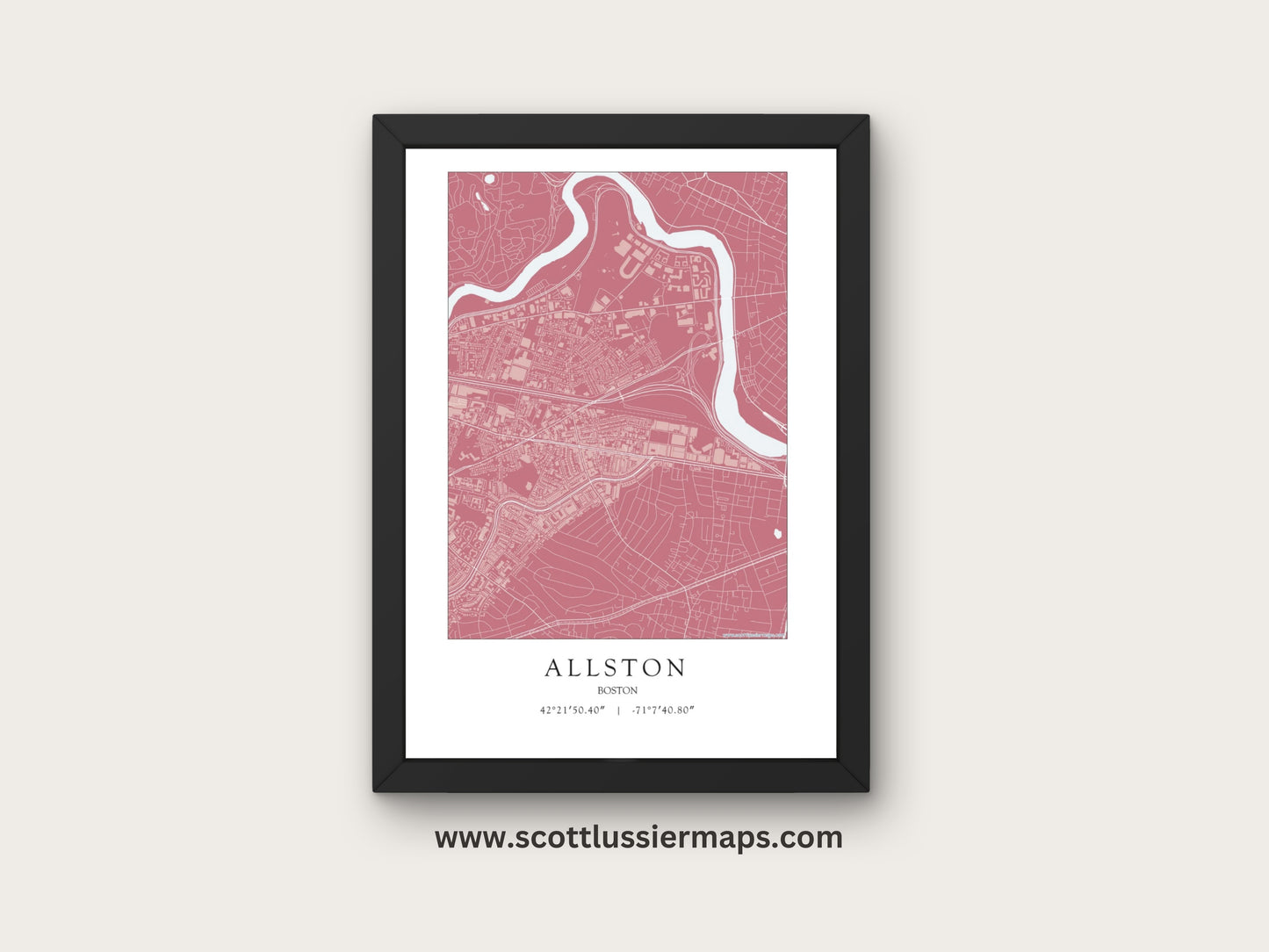 Allston Boston Massachusetts NEIGHBORHOOD Map Art Print 0325