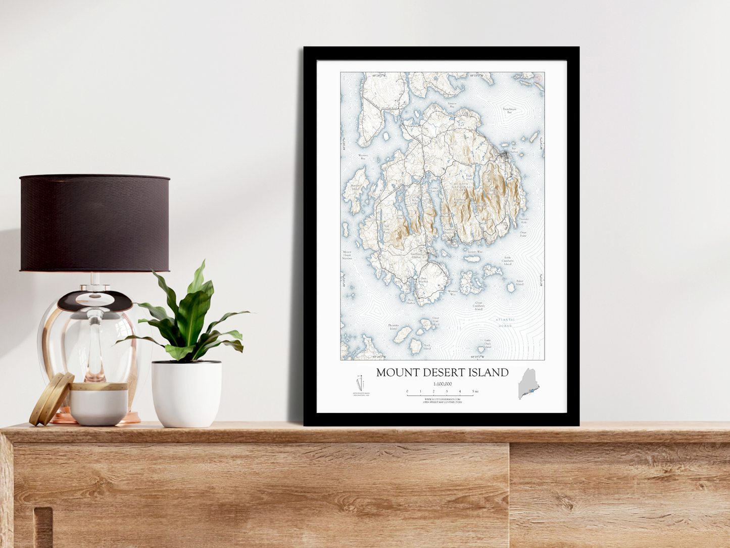 Mount Desert Island Maine NAUTICAL Map Art Print 0425