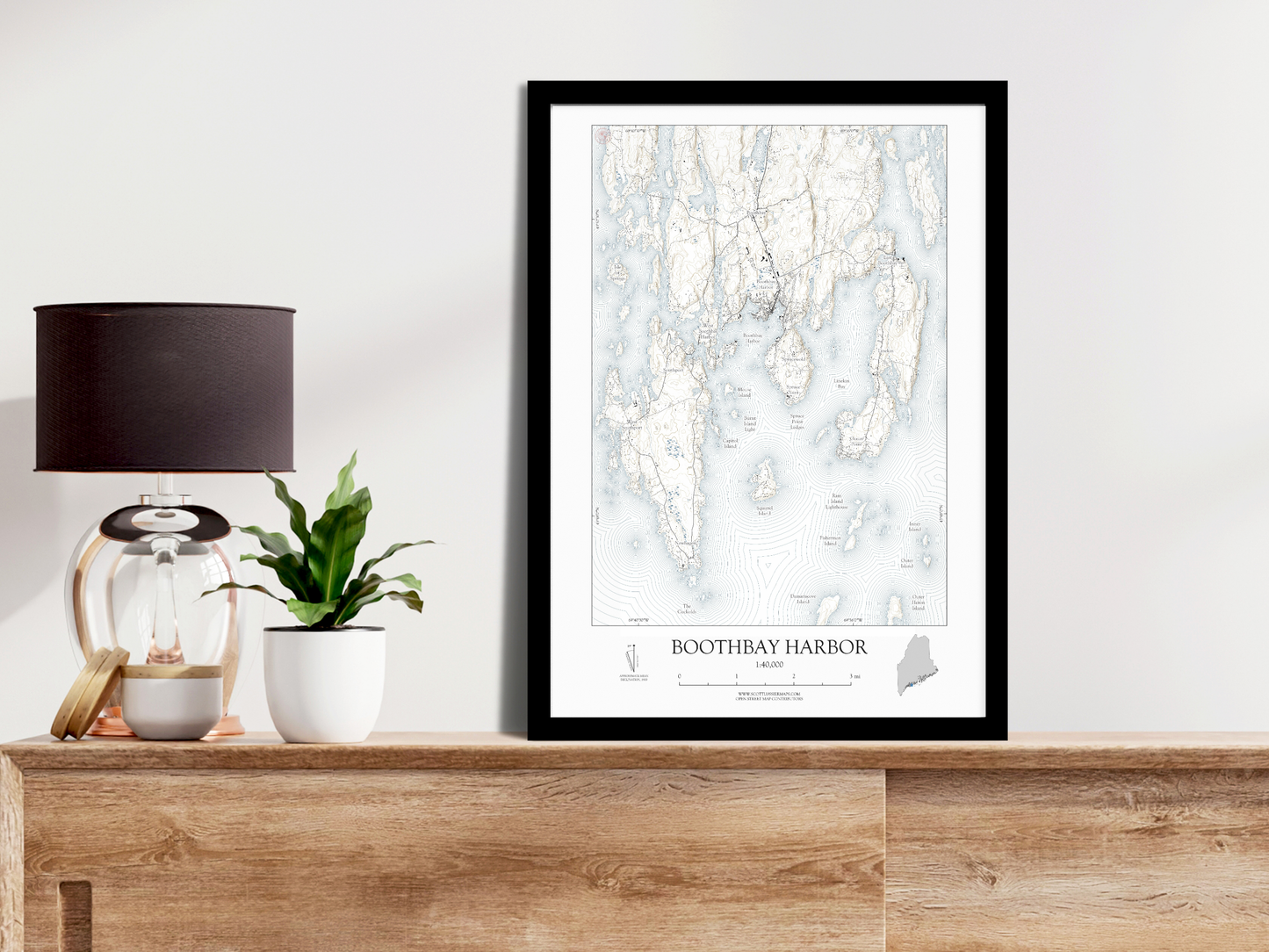 Boothbay Harbor Maine NAUTICAL Map Art Print 0325