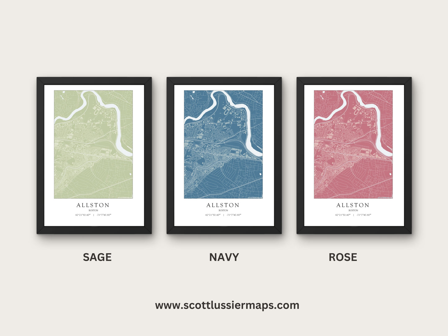 Allston Boston Massachusetts NEIGHBORHOOD Map Art Print 0325