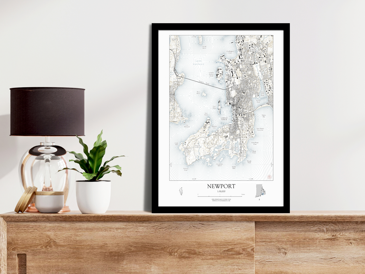 Newport Rhode Island NAUTICAL Map Art Print 0325