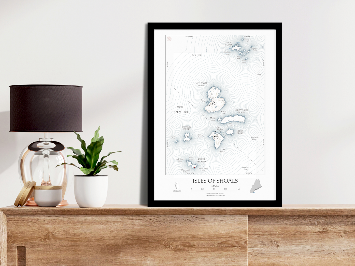 Isles of Shoals New Hampshire NAUTICAL Map Art Print 0425