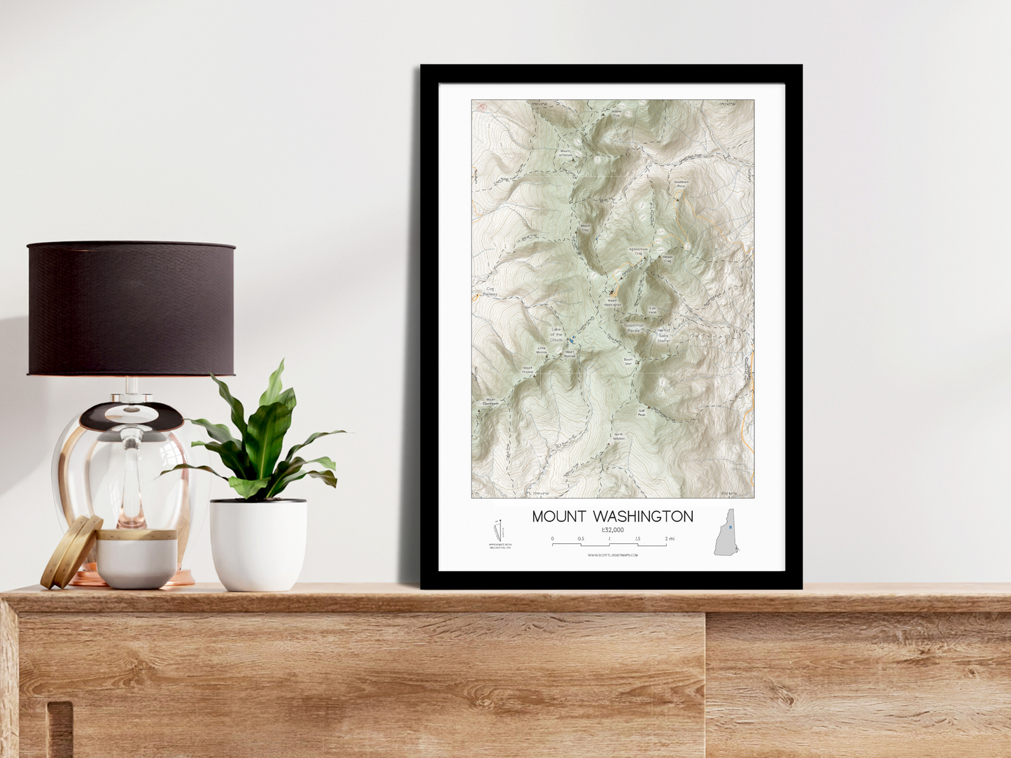 Mount Washington New Hampshire ALPINE Map Art Print 0325