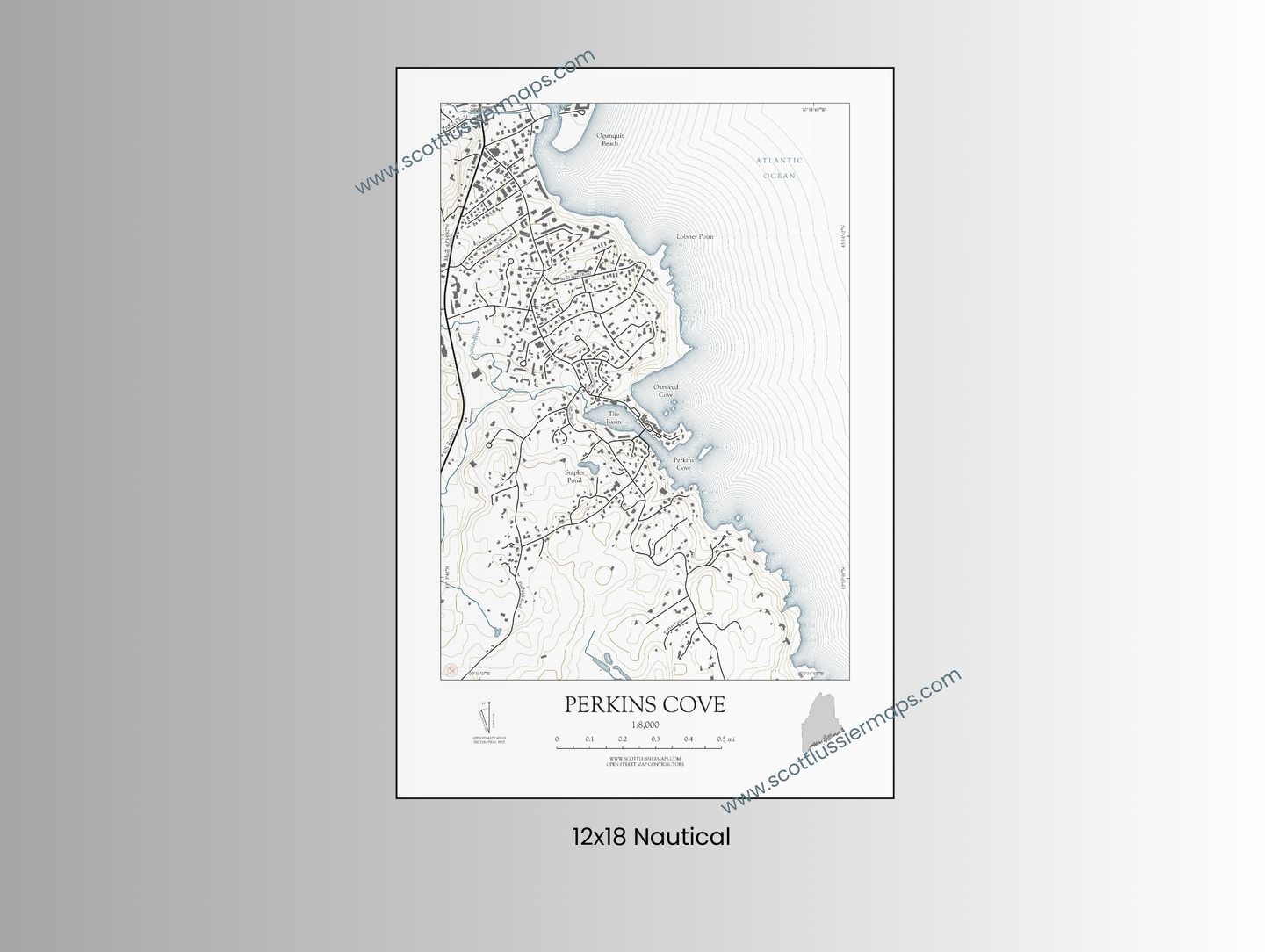 Perkins Cove Maine NAUTICAL Map Art Print 0325