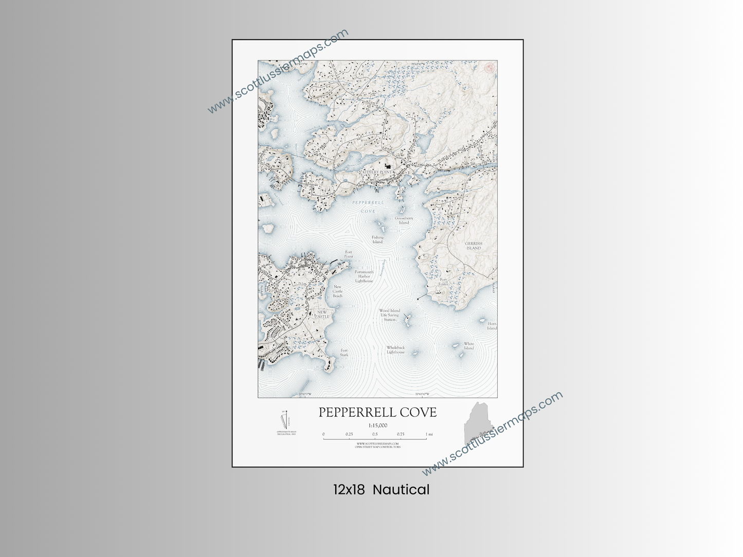 Pepperrell Cove Maine NAUTICAL Map Art Print