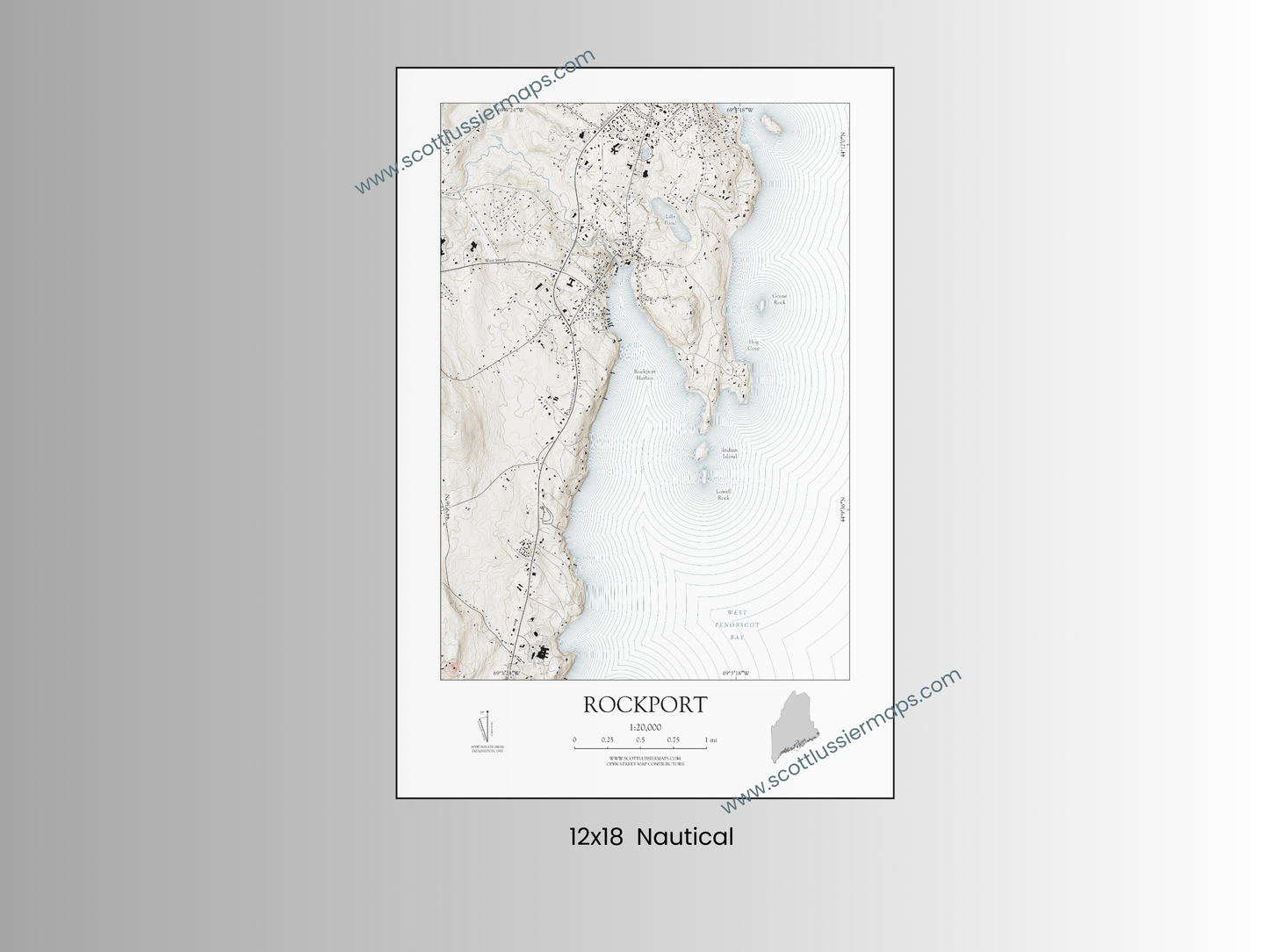Rockport Maine NAUTICAL Map Art Print 0425