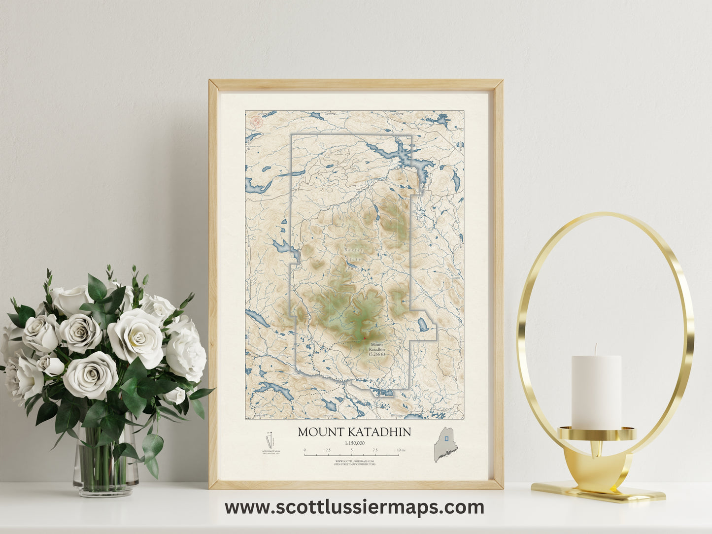 Mount Katadhin Maine VINTAGE Map Art Print