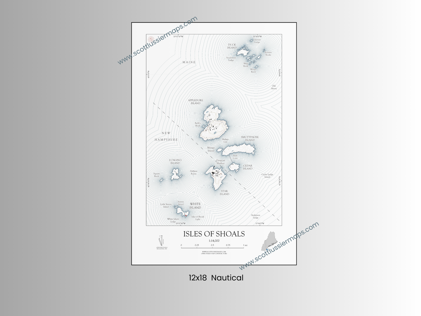 Isles of Shoals New Hampshire NAUTICAL Map Art Print 0425