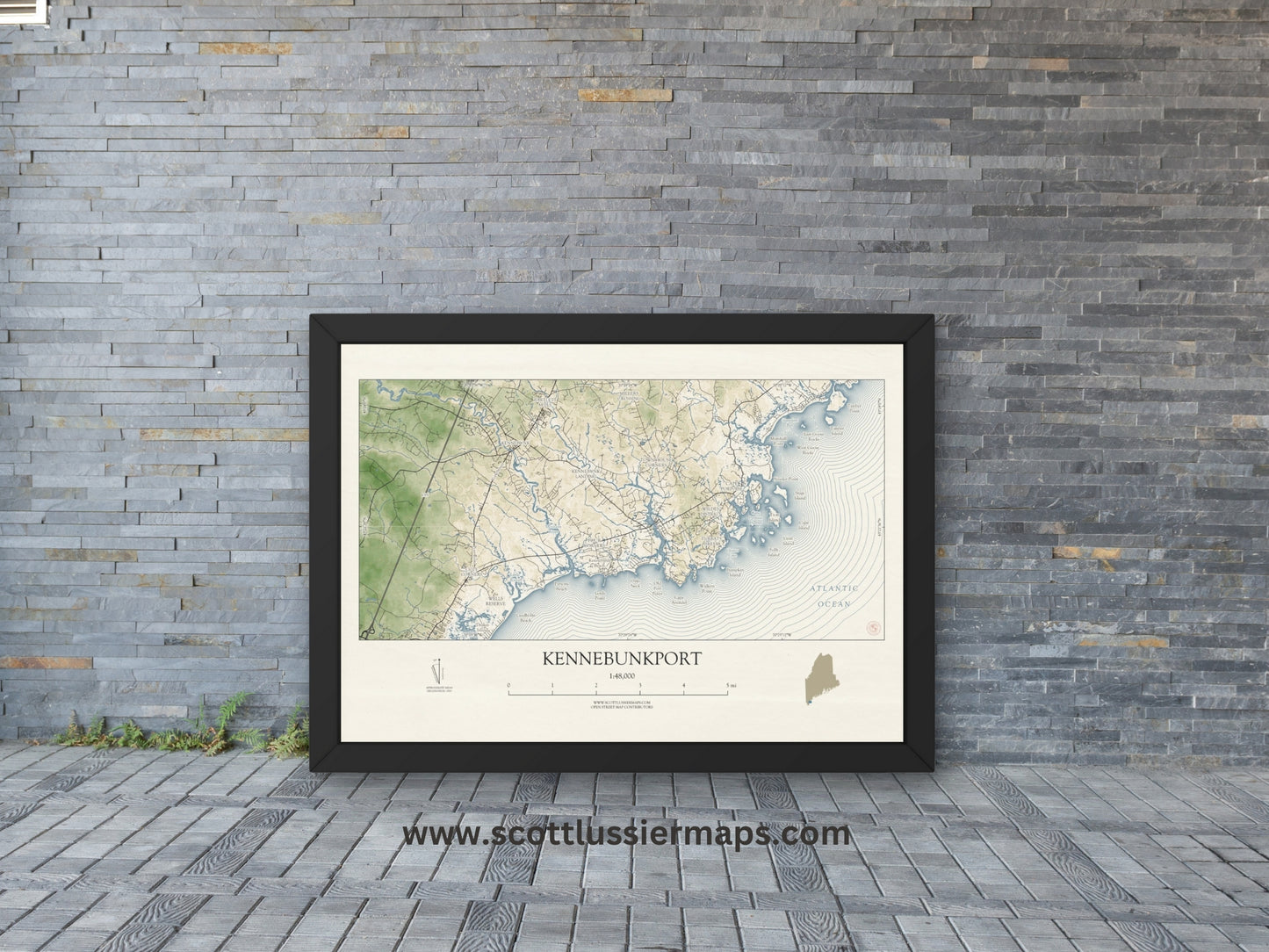 Kennebunkport Maine VINTAGE Map Art Print