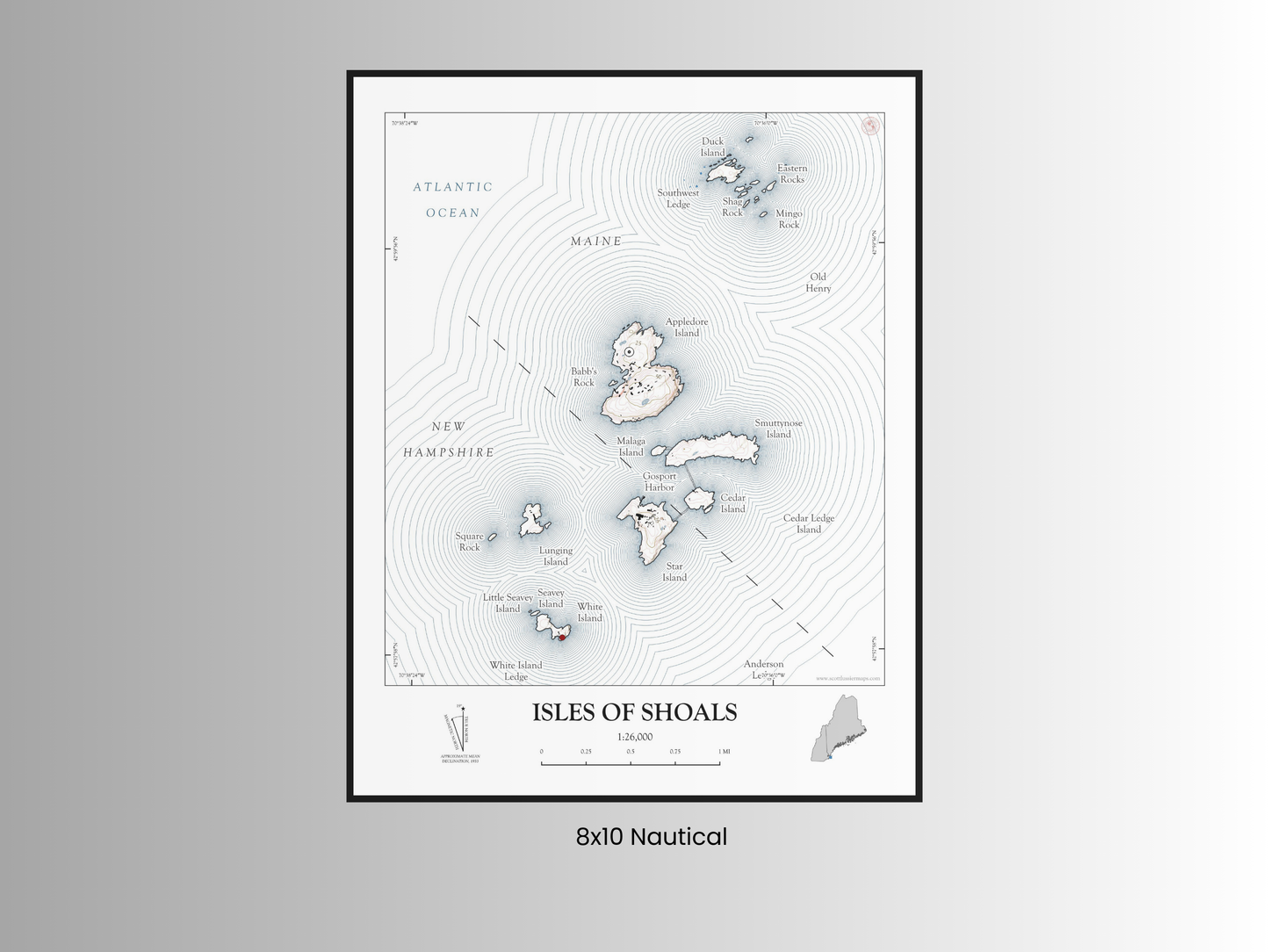 Isles of Shoals New Hampshire NAUTICAL Map Art Print 0425