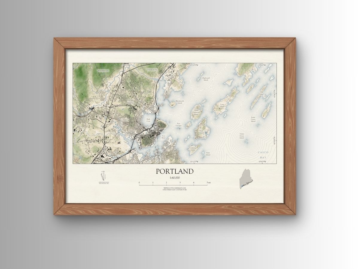 Portland Maine VINTAGE Map Art Print 0225
