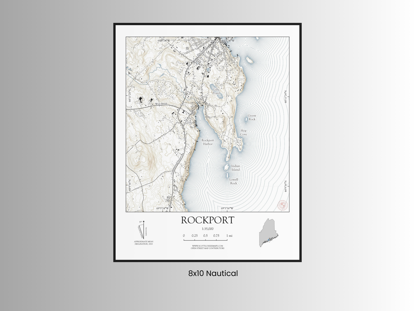Rockport Maine NAUTICAL Map Art Print 0425