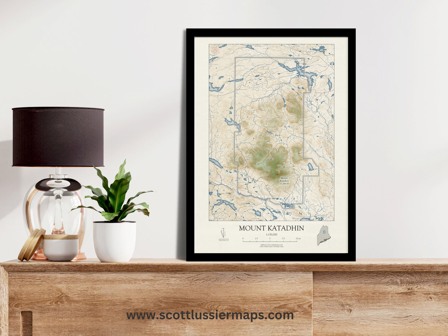 Mount Katadhin Maine VINTAGE Map Art Print