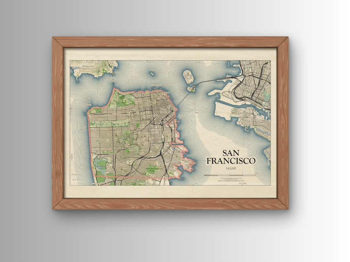 San Francisco California HOMETOWN Map Art Print 0325