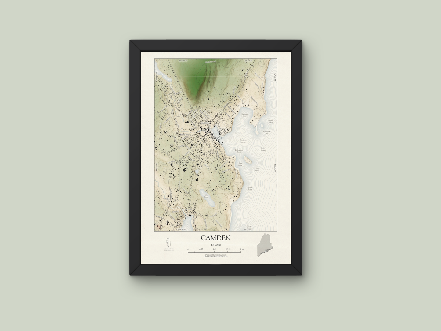 Camden Maine VINTAGE Map Art Print 0325