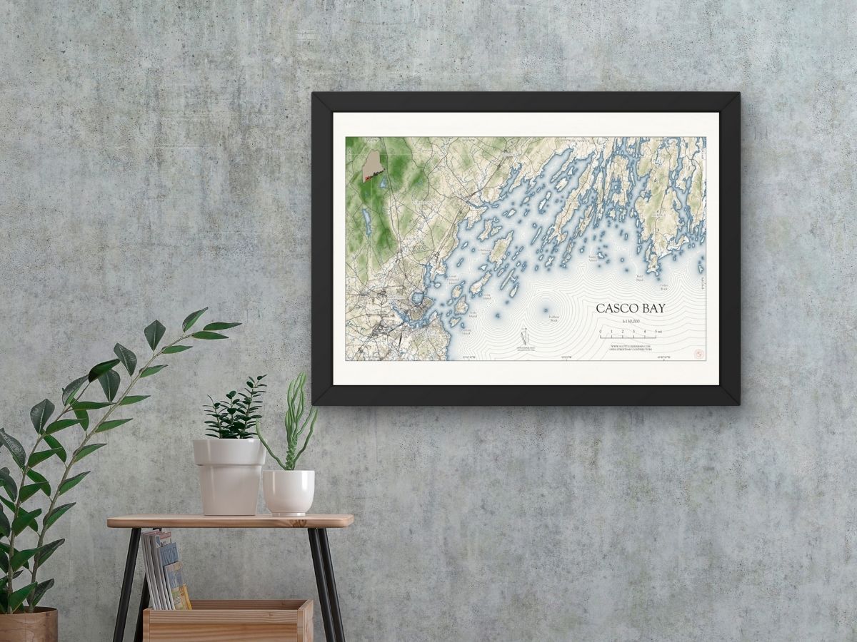 Casco Bay Maine VINTAGE Map Art Print 0225